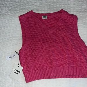 aritzia pink sweater vest sunday best